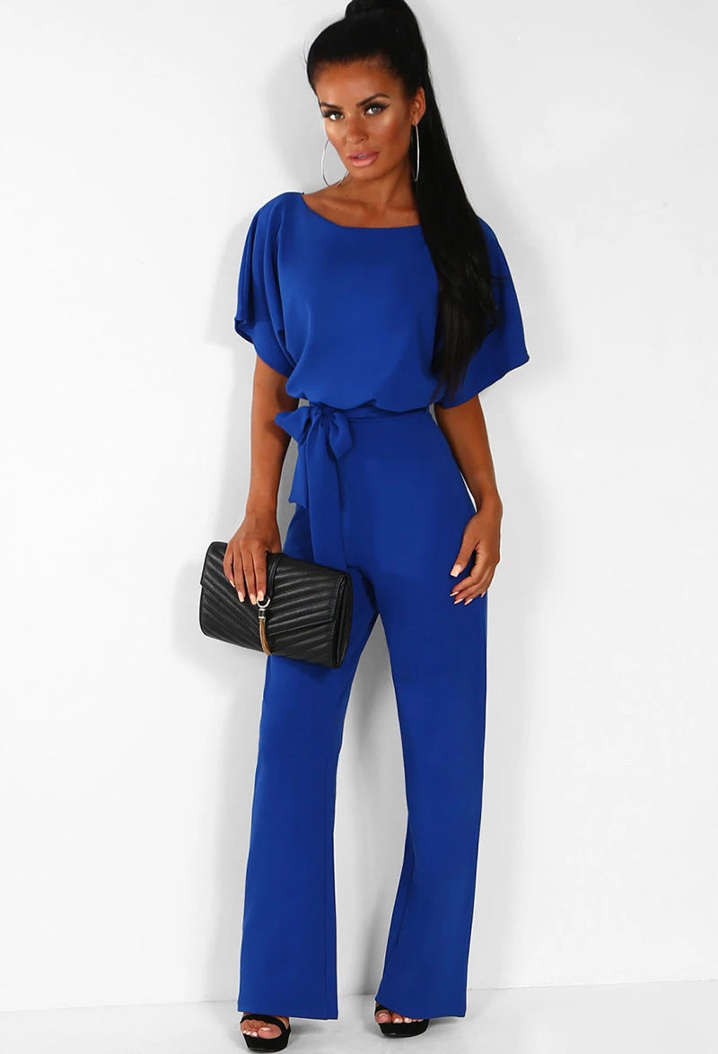 Jenny – Kortärmad Jumpsuit med Snörning i 7 Färger
