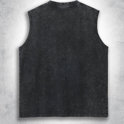 Herrarnas ärmlösa streetwear-tanktop med vintage-tryck och urban stil