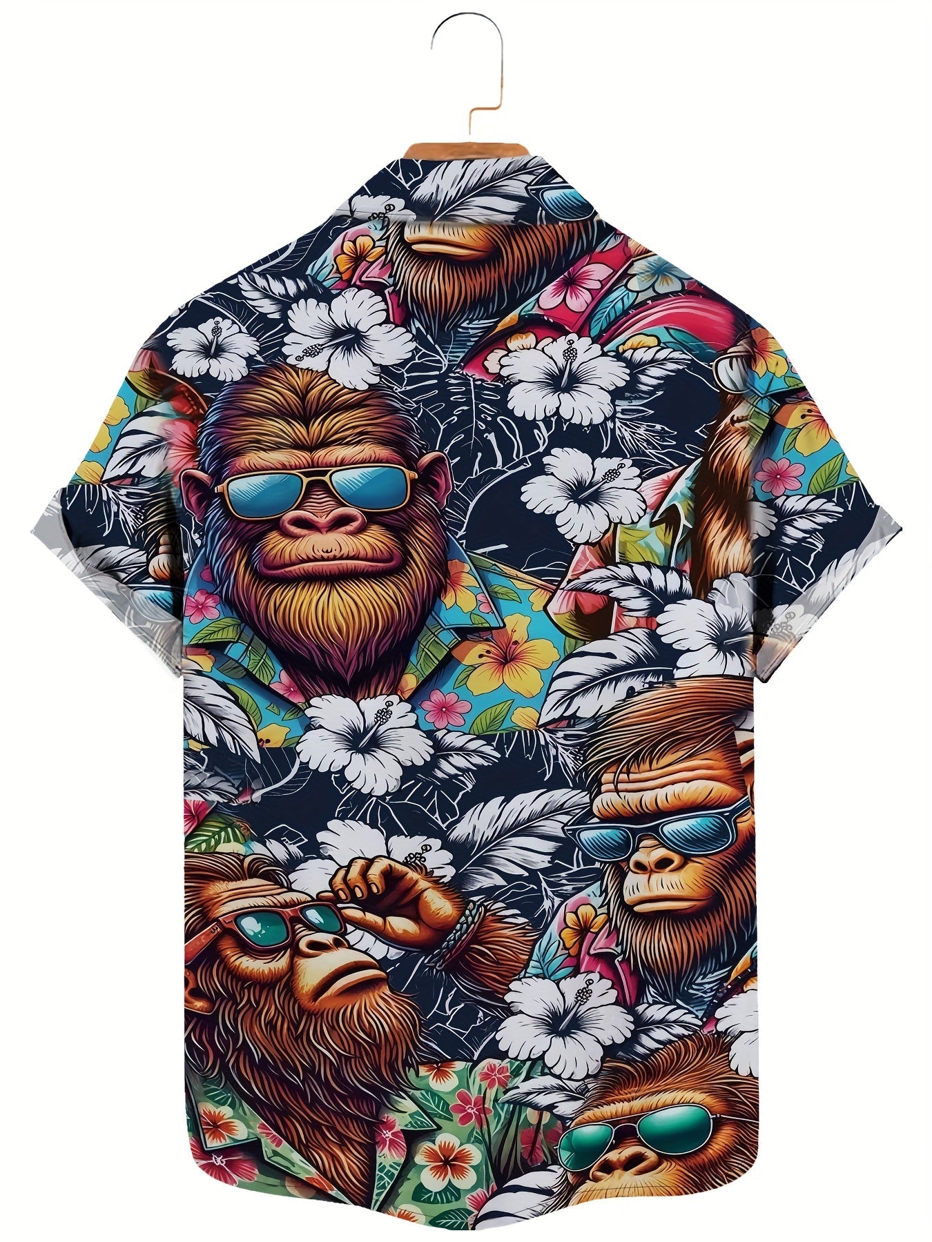 Herr Skjorta Hawaii Stil med Gorillamotiv – Modern Semesterlook, Kortärmad, Fritid