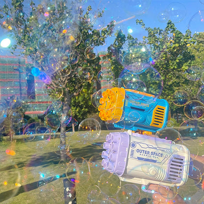 Bazooka Bubble Gun – Elektrisk Bubbelmaskin för Barn och Familj, 69 Hål, Leksak för Utomhus och Inomhuslek