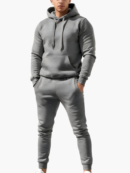 Herrarnas sportiga hoodie och byxa – atletisk tracksuit för träning och vardag