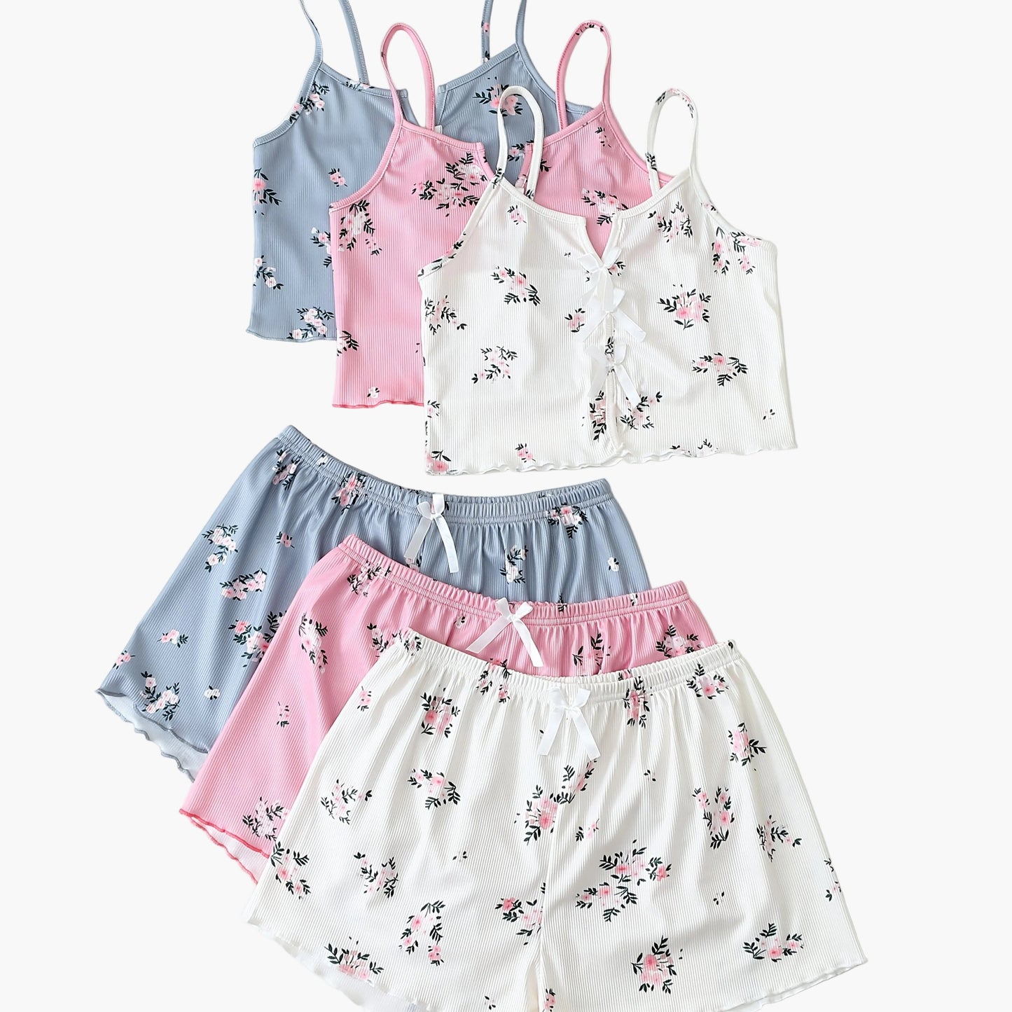 Damernas blommiga pyjamasset med shorts och topp – Somrig och söt nattkläder