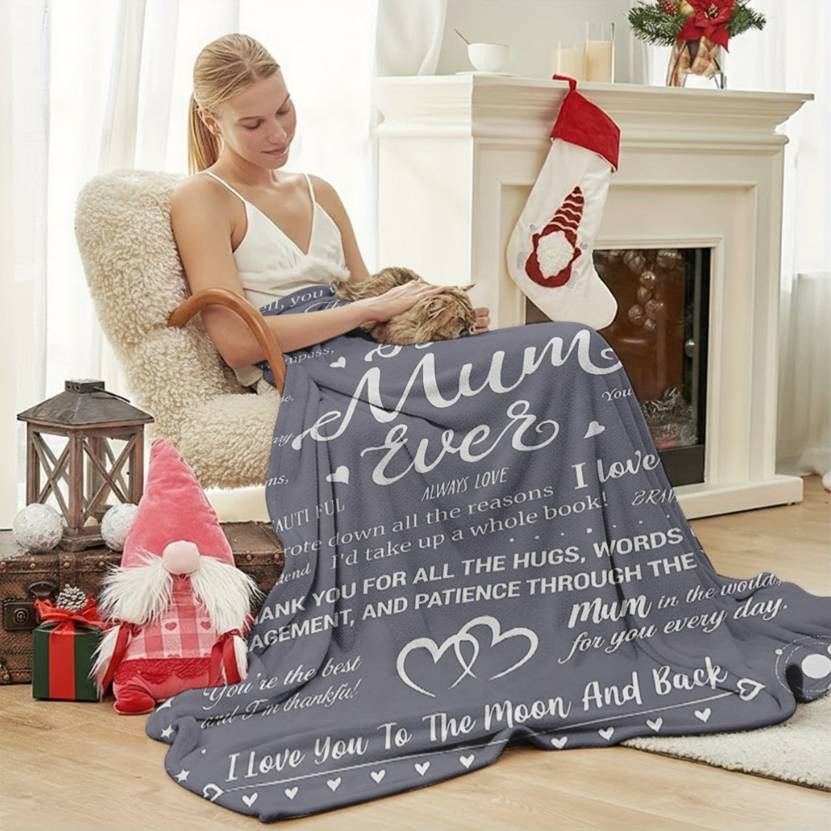 Present till mamma – Bohemisk pläd med känslosamma citat och kärleksfull design för kvinnor