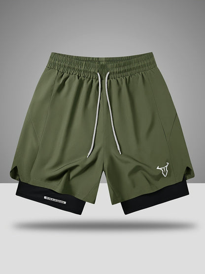 Herr Träningsshorts Sport Regular Fit med Fickor och Geometriskt Mönster