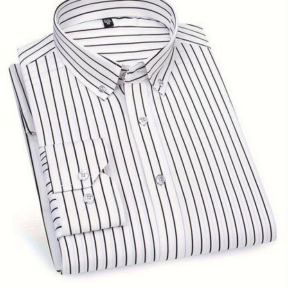 Herrskjorta Slim Fit Randig Stil för Vardagsbruk och Utekvällar