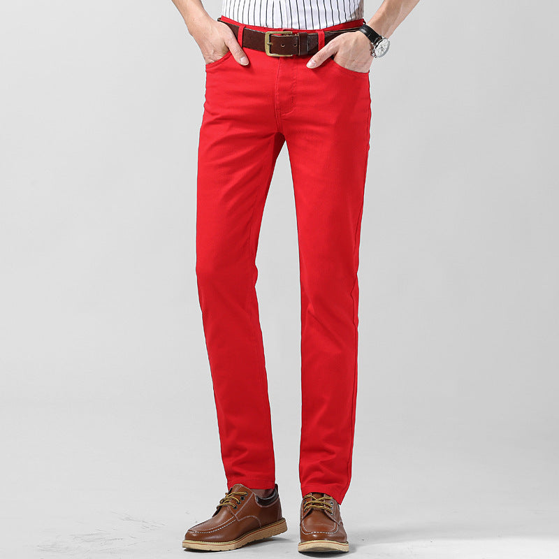 Herrbyxor Slim Raka Stretch Byxa Modern Fritidsstil
