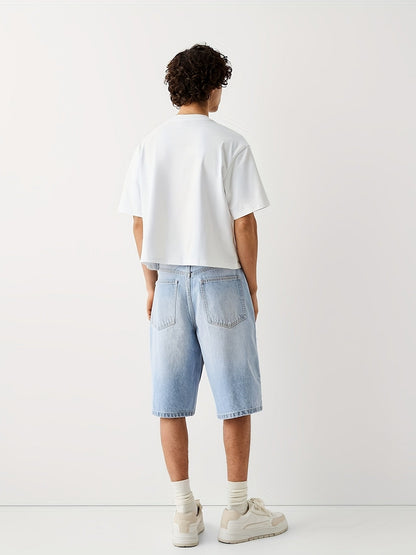 Herr Bermuda Jeansshorts Lös Passform Streetwear