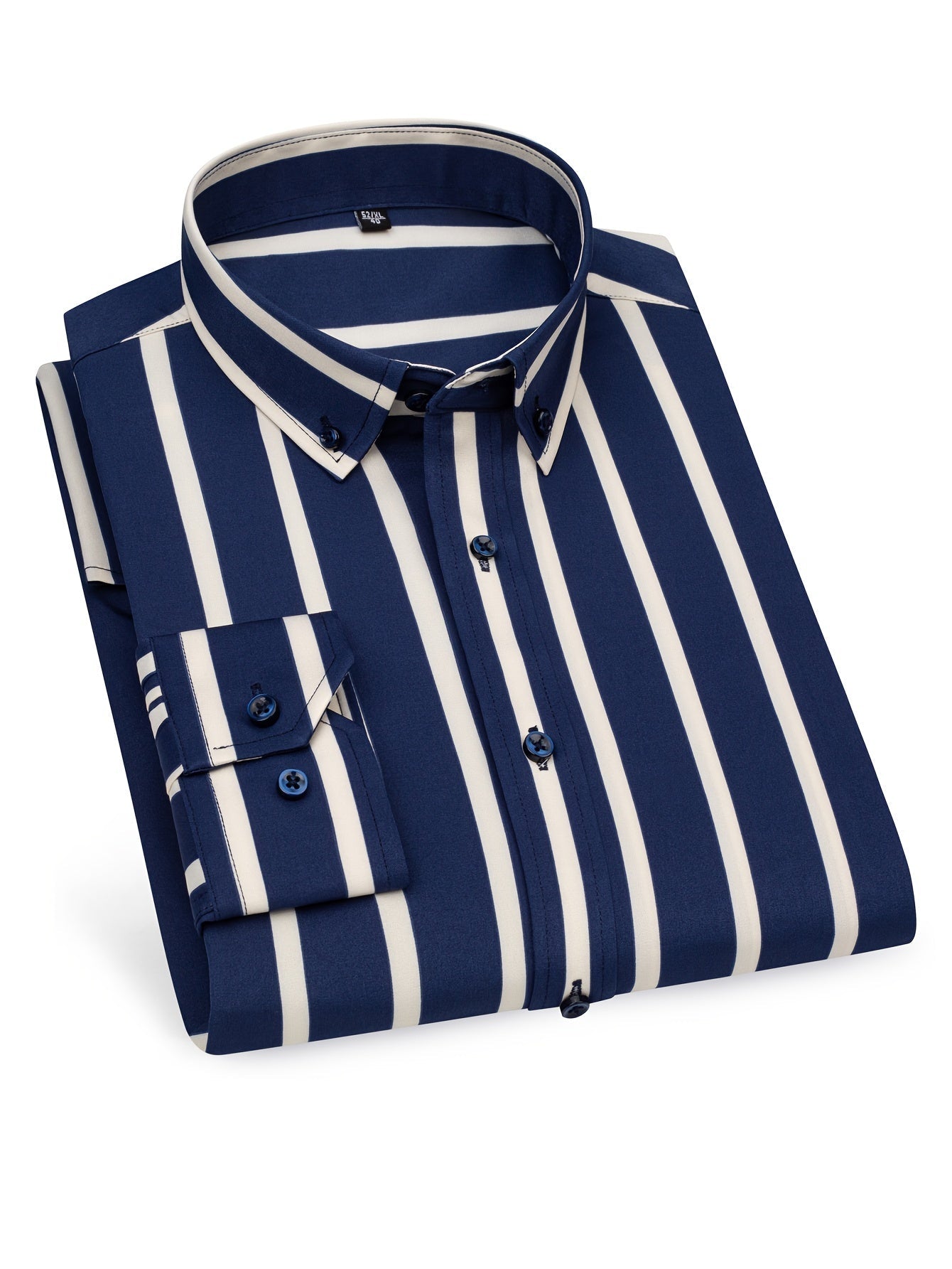 Herrskjorta Slim Fit Randig Stil för Vardagsbruk och Utekvällar
