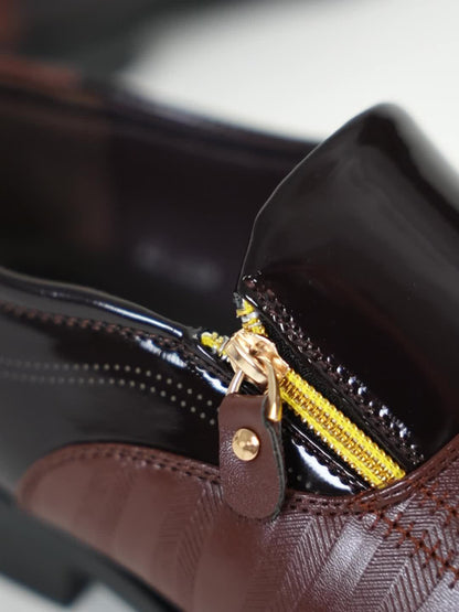 Herr Elegant Affärssko Slip-On med Dragkedja – Klassisk Formell Skostil
