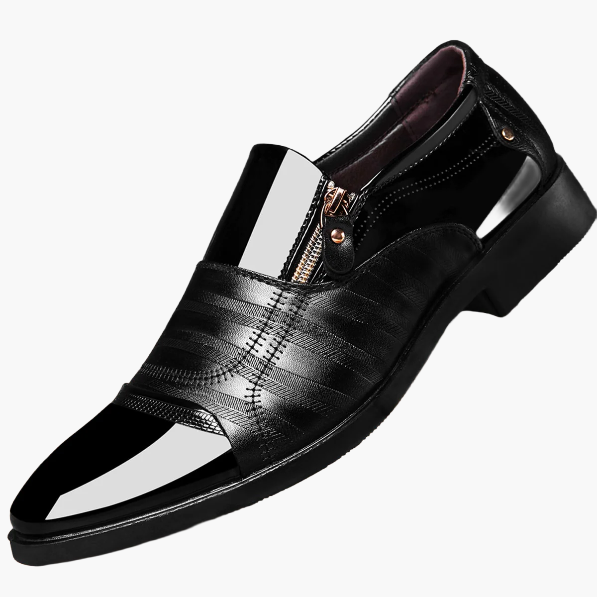 Herr Elegant Affärssko Slip-On med Dragkedja – Klassisk Formell Skostil