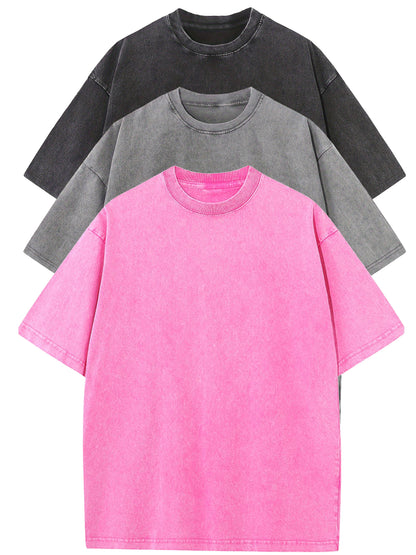 Herr T-shirt Oversize Vintage Look – Avslappnad Stil för Vardag och Fritid
