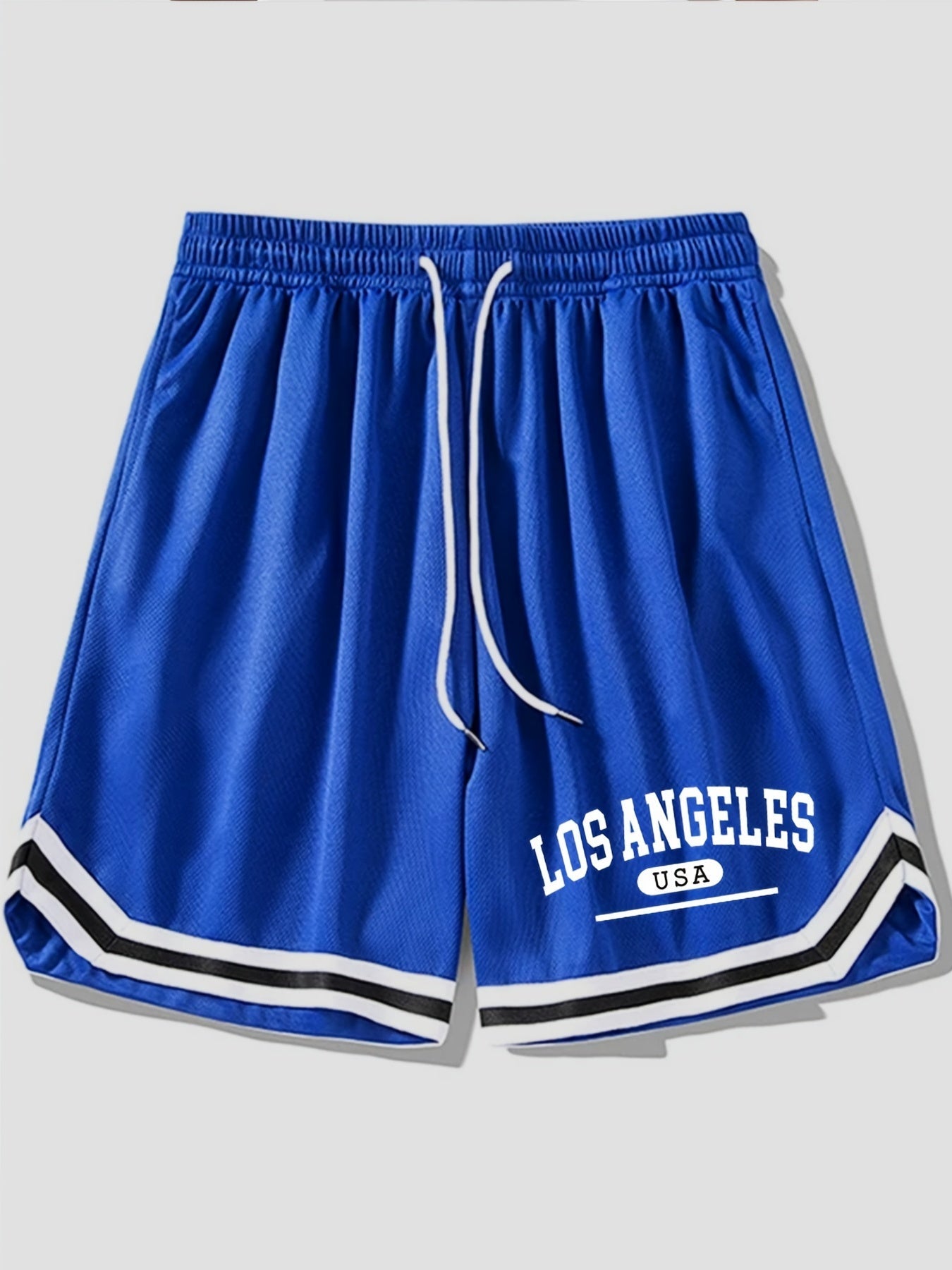 Herr Sportiga Basketshorts med Los Angeles-tryck, Löst Passform, Perfekt för Träning och Fritid