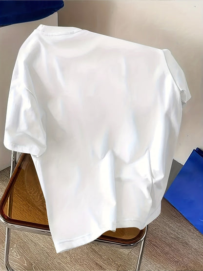 Herr T-shirt med konstnärligt björnmotiv – Trendigt streetwear för vardagsbruk