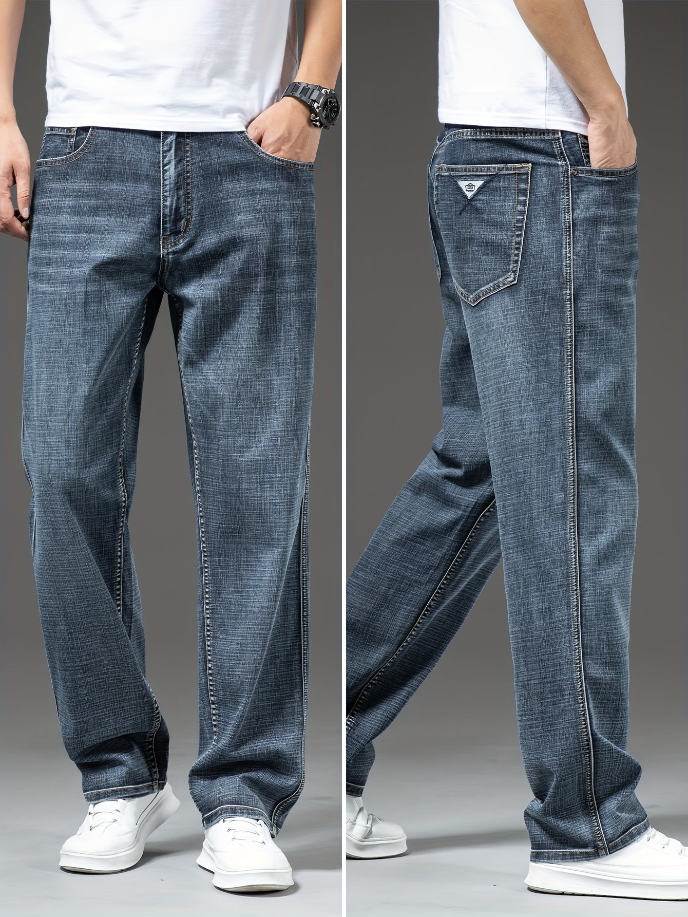 Herrjeans raka ben avslappnad stil för vardag och fritid