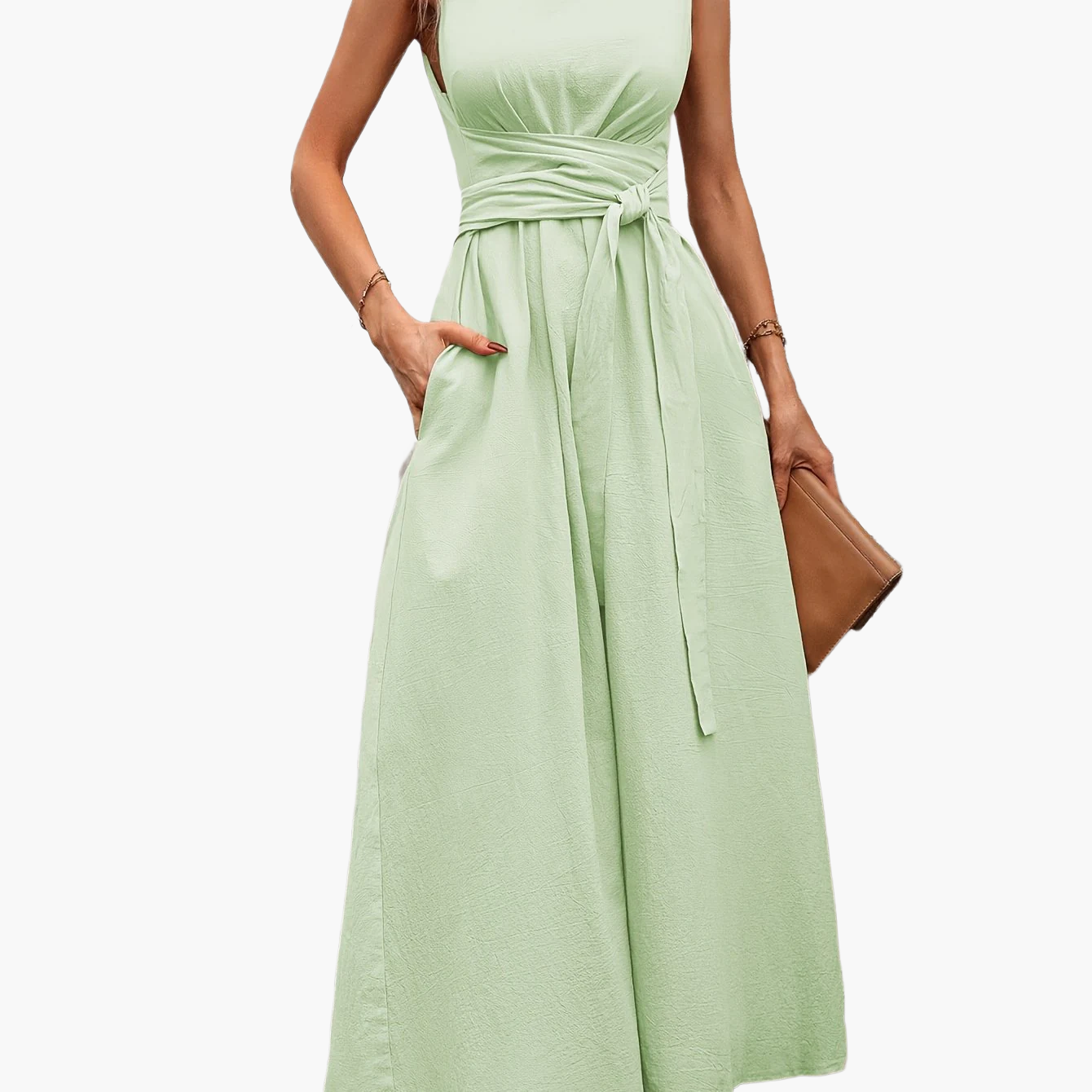 Dam Jumpsuit Elegant Ärmös Vid Benslut Sommar Fest och Vardag