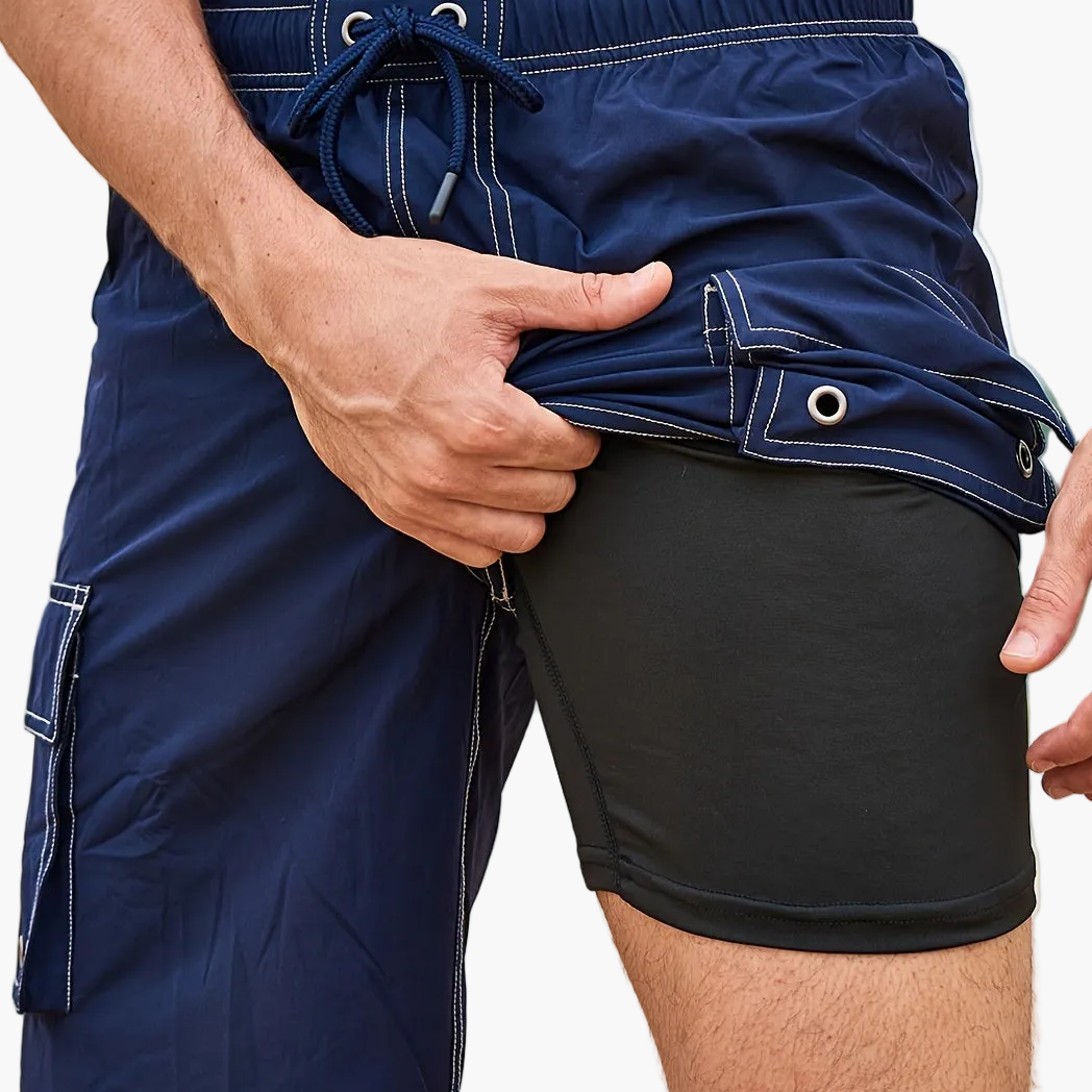 Herr Badshorts med Innerbyxa – Sportig Bermuda för Strand och Simning