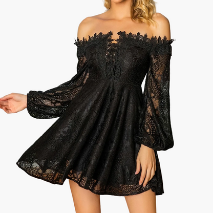 Dam Off Shoulder Elegant Klänning med Utsvängd Silhuett för Fest och Kväll