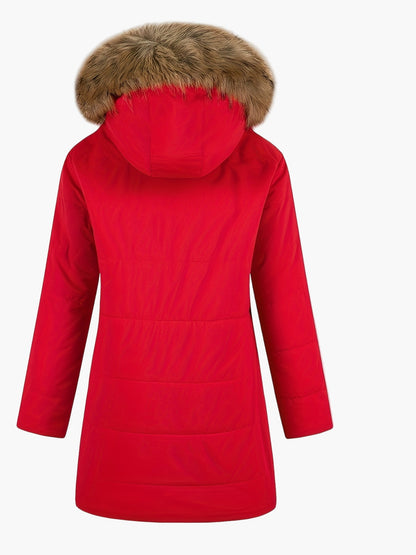Dam Parkas Vinterjacka med Fuskpäls – Elegant och Varm för Kallt Väder