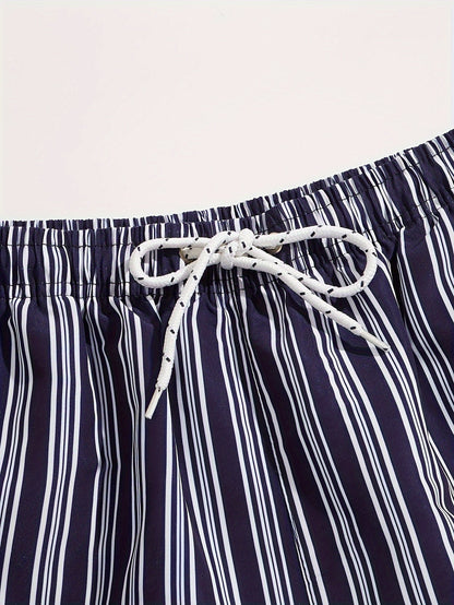 Herr Badshorts Randiga Lössittande – Perfekta för Strand och Pool, Fritidsstil