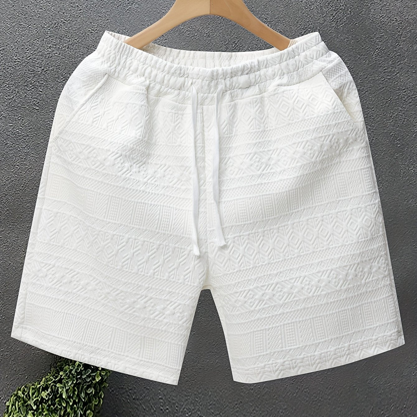 Herrshorts Avslappnad Stil Med Präglat Mönster För Fritid Och Träning