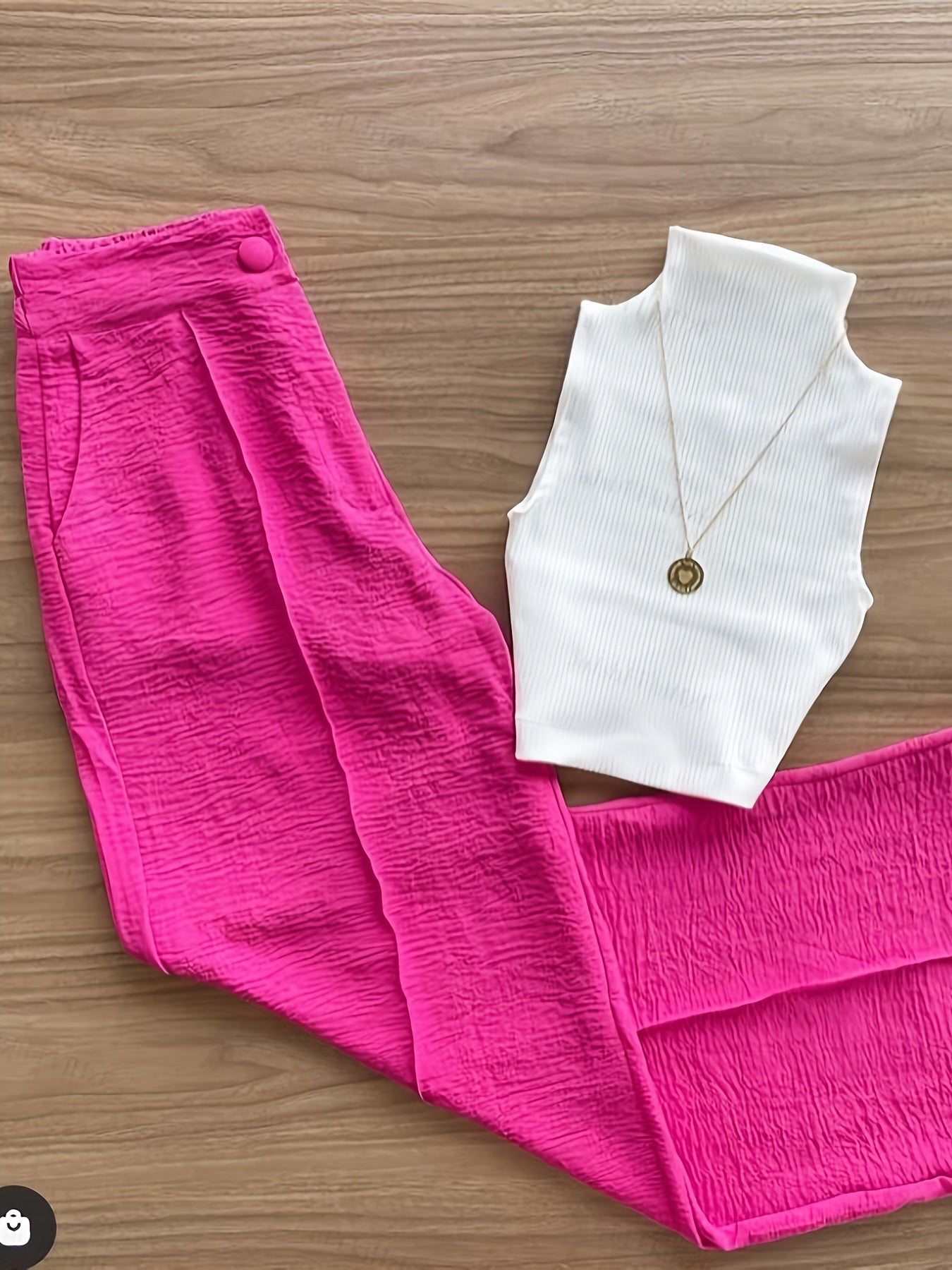 Damset – Elegant ärmlös topp och vida byxor, perfekt för vår och sommar