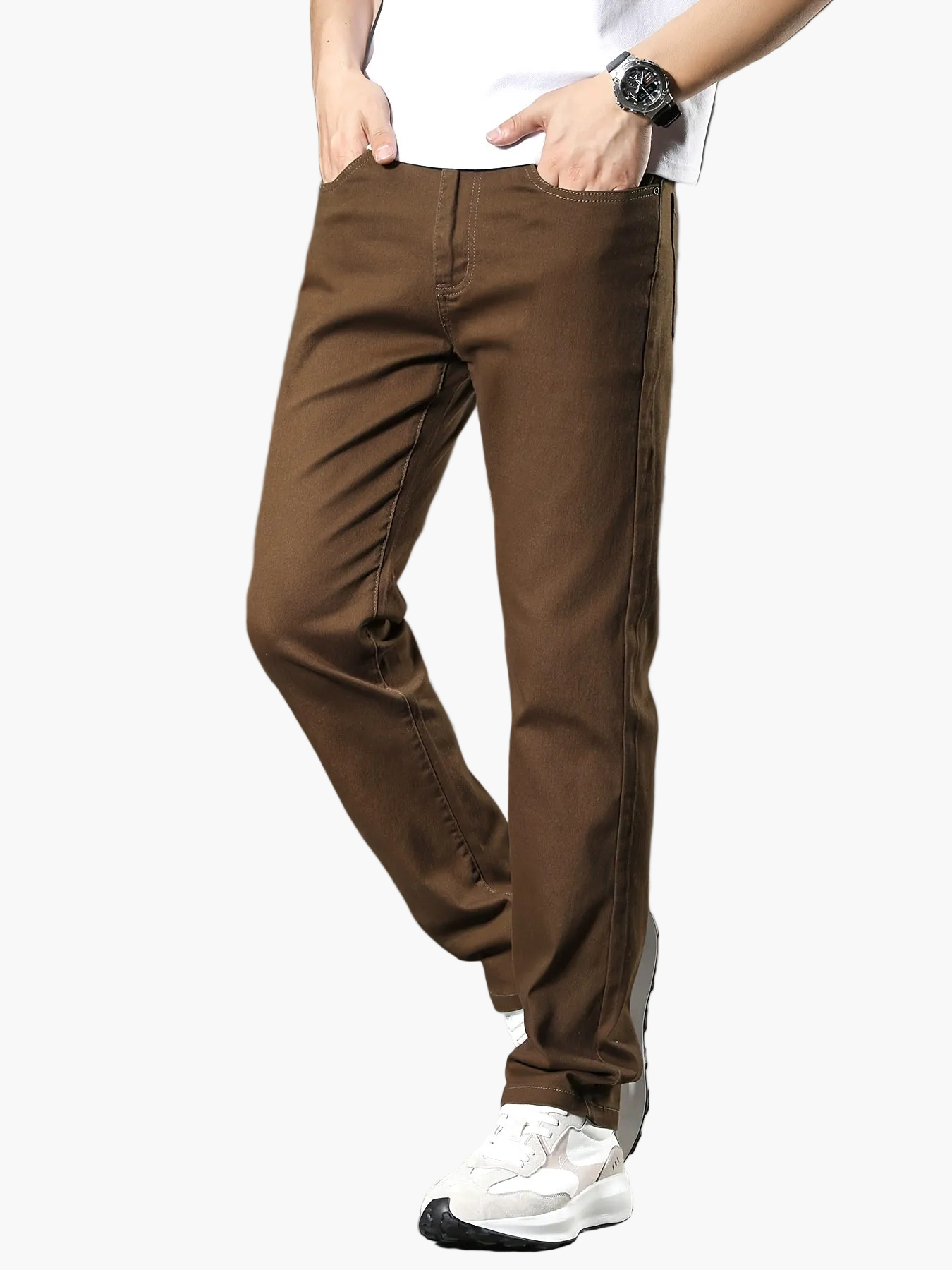 Herr Jeans Byxor Rak Passform Casual Arbetsstil