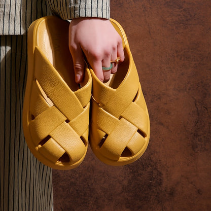 Chunky Damtofflor med Flätad Design och Plattform för Avslappnad Stil
