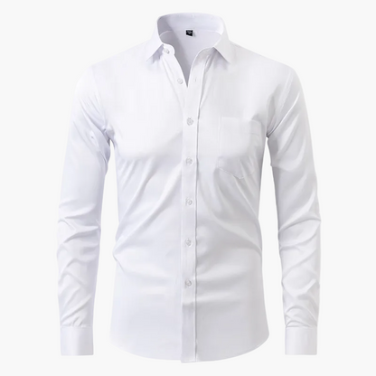 Herrskjorta Slim Fit Affär Elegant Skrynkelfri Långärmad