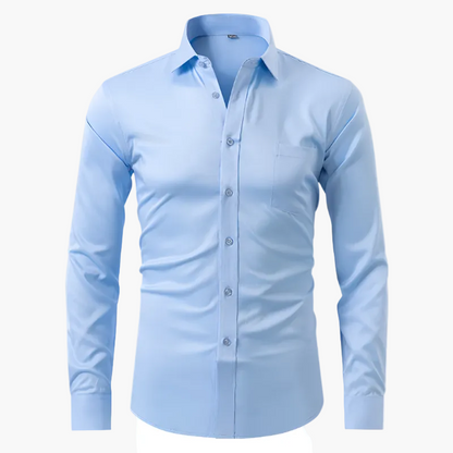 Herrskjorta Slim Fit Affär Elegant Skrynkelfri Långärmad