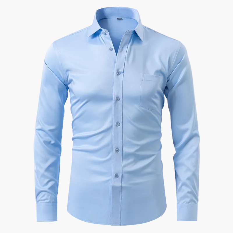 Herrskjorta Slim Fit Affär Elegant Skrynkelfri Långärmad