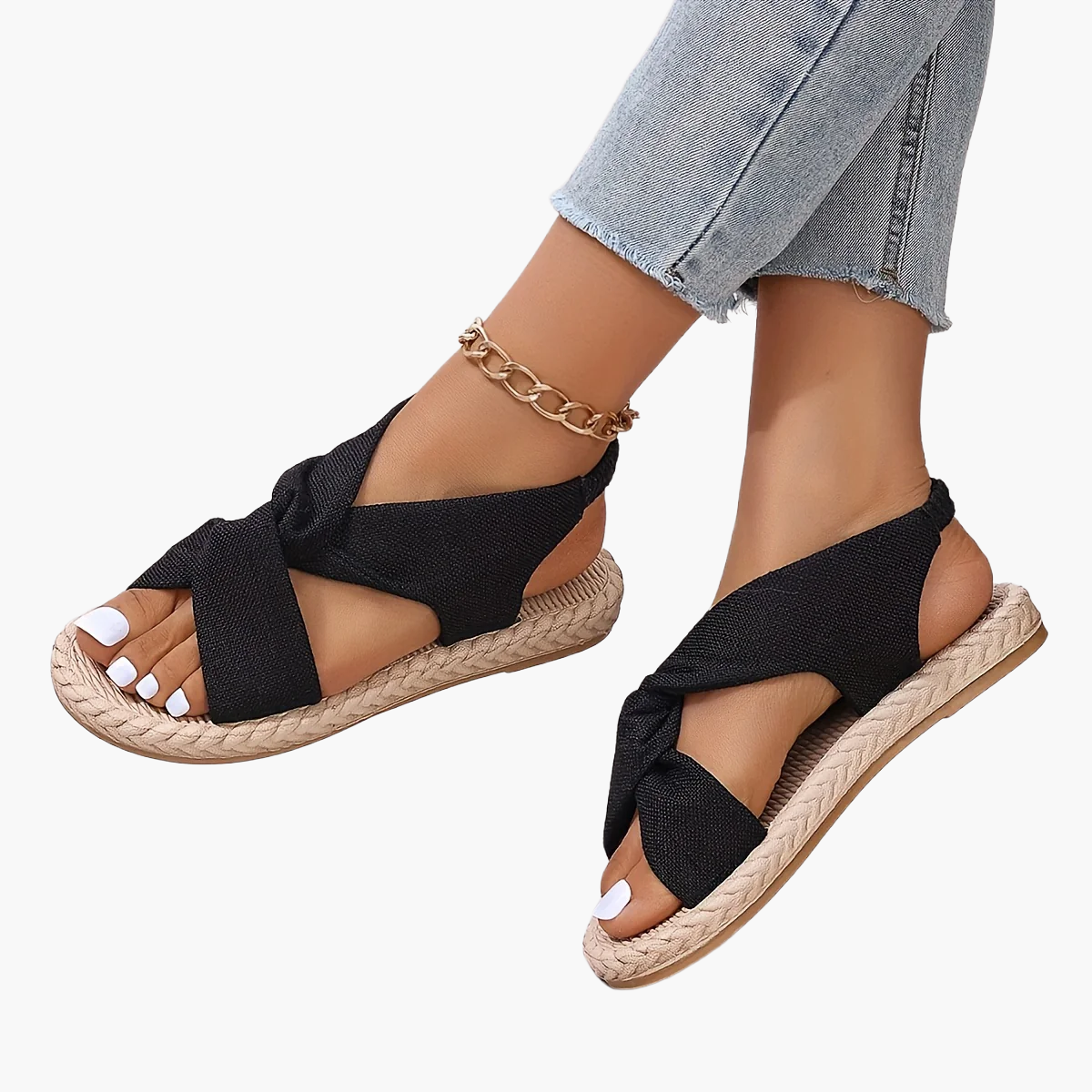 Damsandaler Mode Slip-on Sommar Sandaler med Knytdetalj