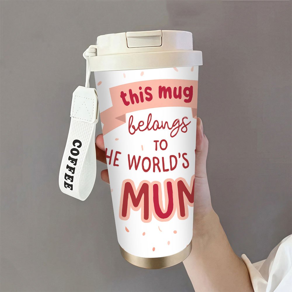 Resemugg för kvinnor – Världens bästa mamma – Personlig och praktisk kaffemugg för resor och vardag