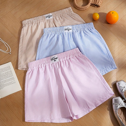 Damers randiga avslappnade pyjamasshorts – perfekt för vardagskomfort och sommar