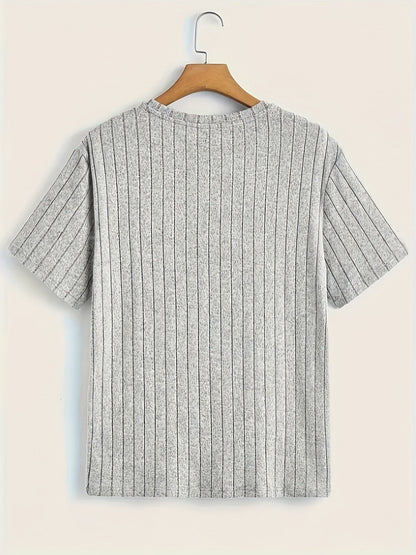 Herr T-shirt med trendigt ribbat mönster och avslappnad passform – Perfekt för vardag och stilrena lager på lager-outfits