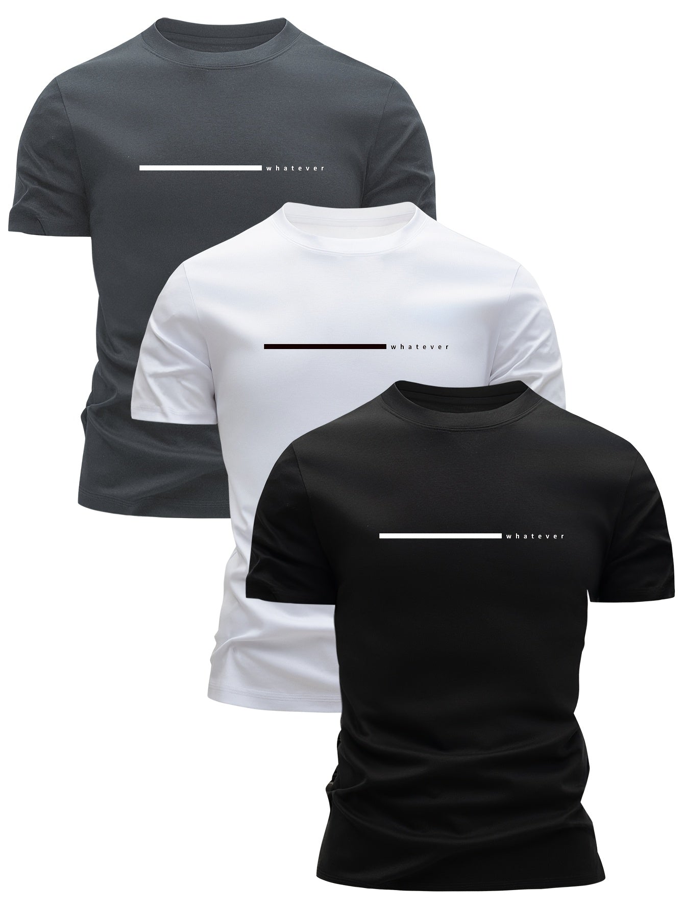 Herr T-shirt Modern Casual Stil "Whatever" Tryckt Design – Perfekt för Vardagsbruk