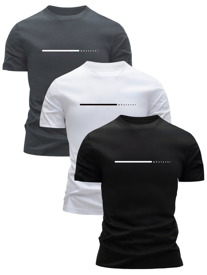 Herr T-shirt Modern Casual Stil "Whatever" Tryckt Design – Perfekt för Vardagsbruk