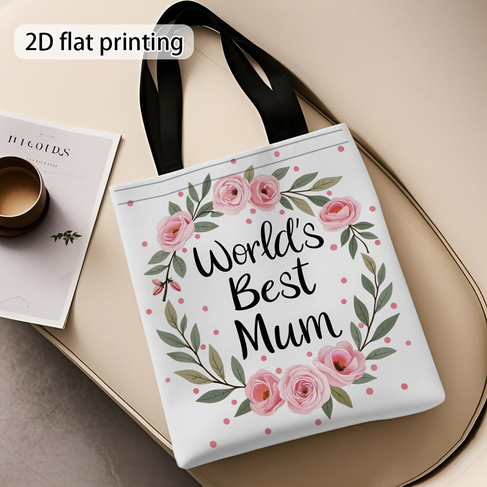 Damernas blommiga presentpåse – World's Best Mum – modern handväska för vardagsbruk och gåva till mamma