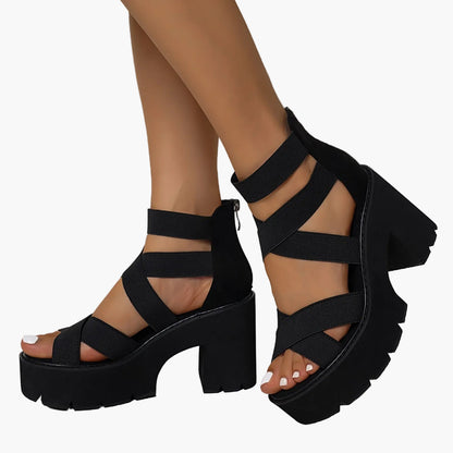 Dam Chunky Plattform Sandaler – Trendiga Fest- & Vardagsklackar med Remmar