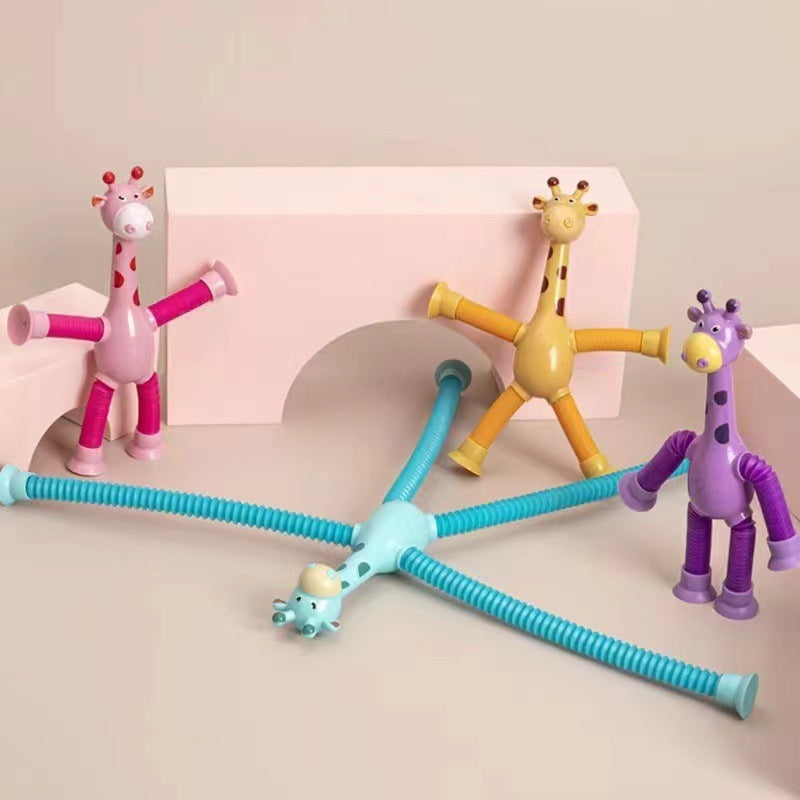 Barnleksak Giraff, Sugekopp & Teleskopisk Rör, Fidget Deformation, Pedagogisk Stressleksak