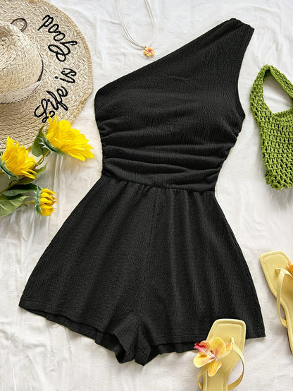 Dam Playsuit Asymmetrisk Sommarstil Fritidskläder