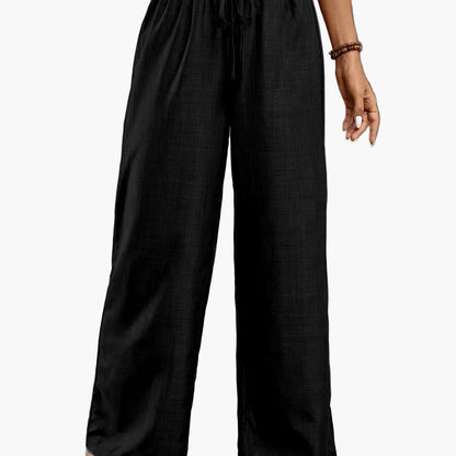 Dam Eleganta Vida Byxor med Smockad Midja för Avslappnad och Stilren Look