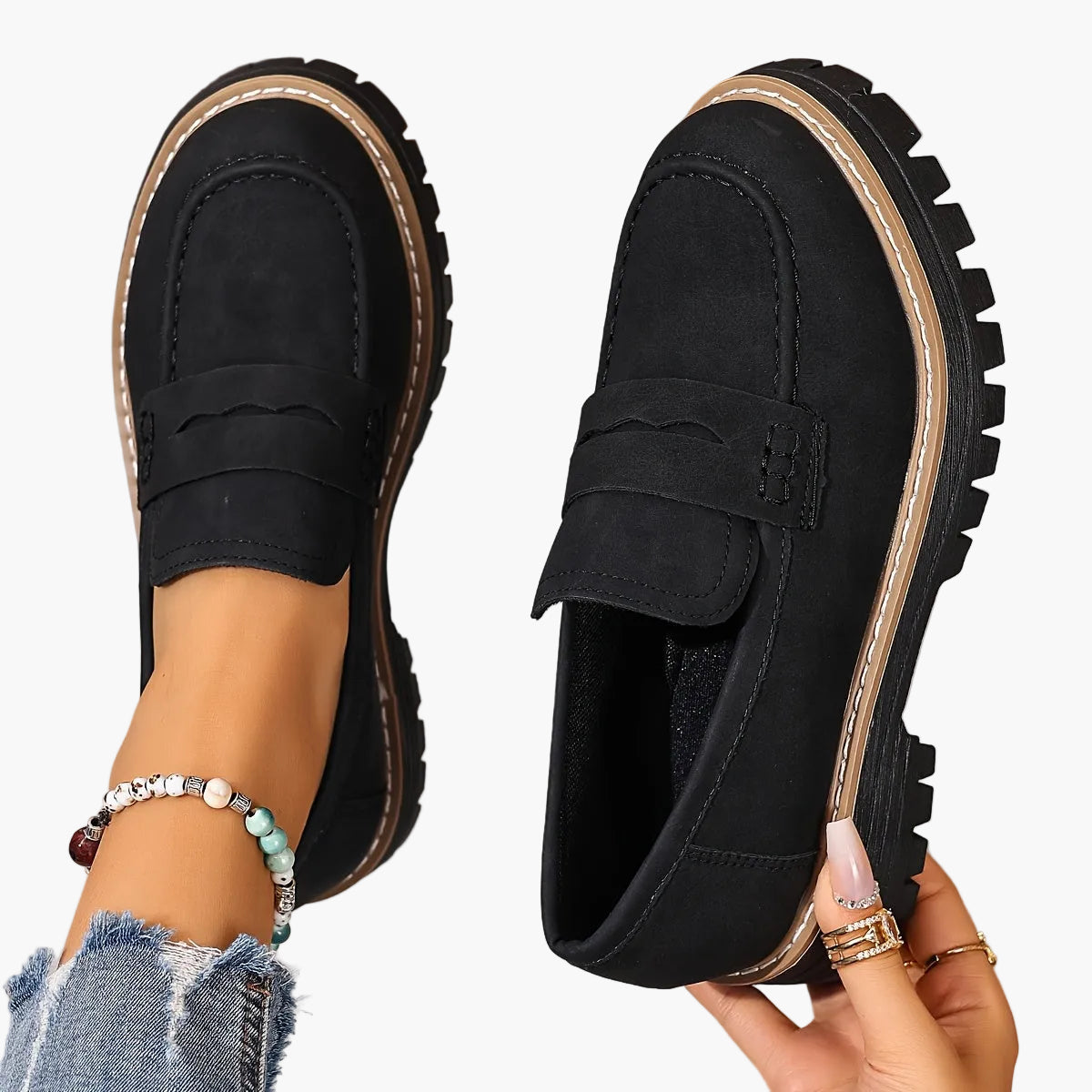 Damloafers med grov sula och modern design – Perfekta vardagsskor för stil och komfort