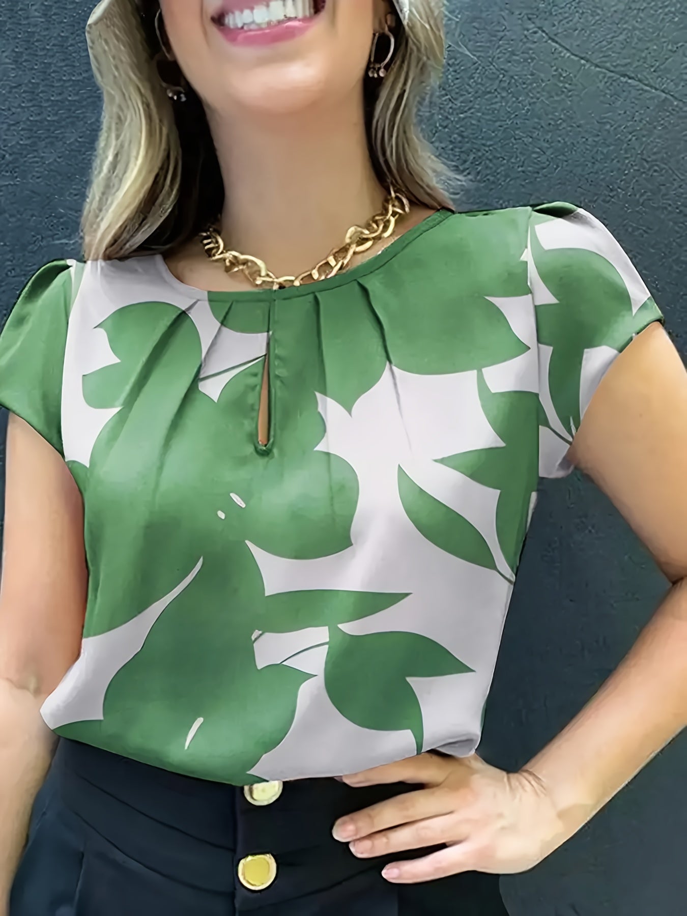 Dam Blus Kortärmad Elegant Kontorsstil Lös Passform