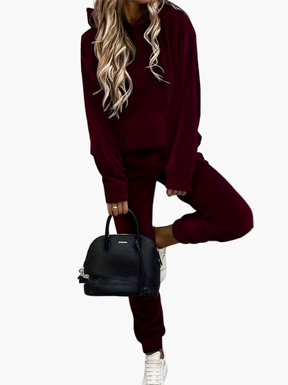 Damset Sportig Hoodie och Joggingbyxor – Vardagsoutfit med Trendig Design