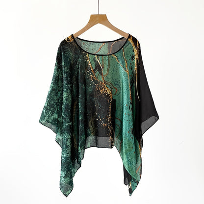 Dam Poncho Topp Boho Stil Perfekt för Strand och Fritid