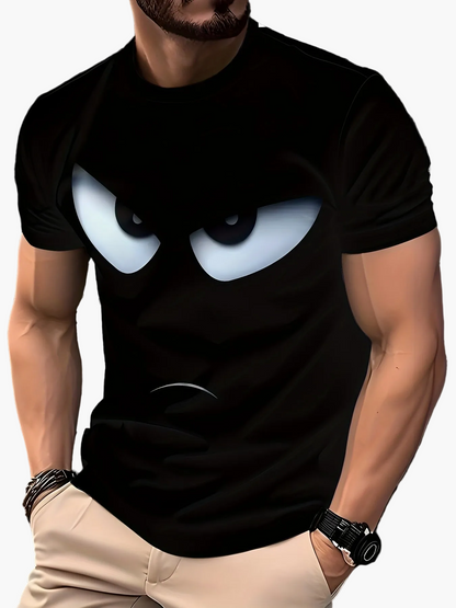 Herr T-shirt med Tryck – Rolig Stil, Avslappnad Passform, Perfekt för Vardag och Fritid
