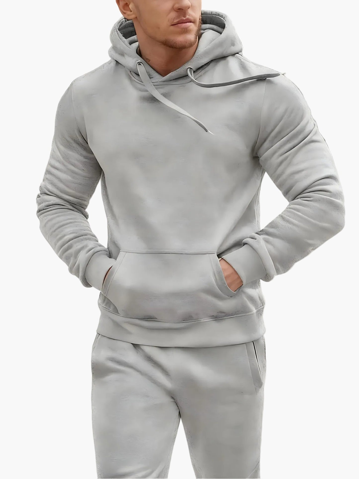Herr Träningsset Hoodie och Byxor – Sportig Stil för Träning och Fritid