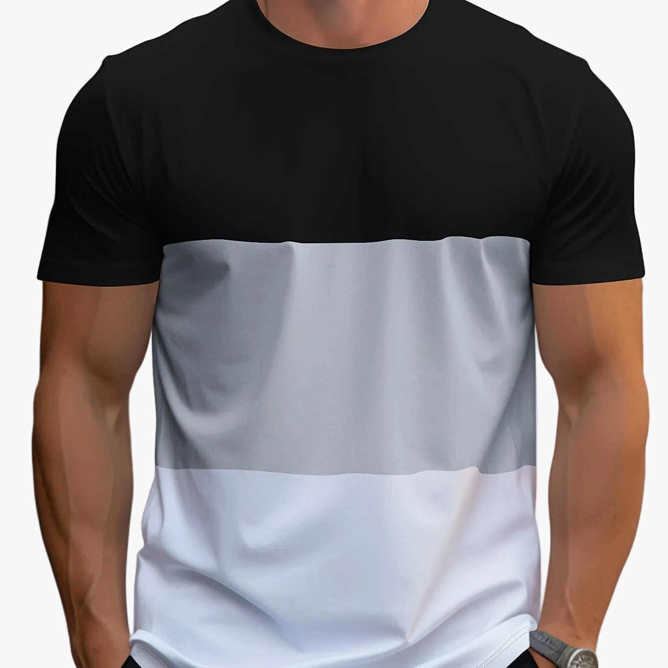 Herr T-shirt med färgblock – Modern och avslappnad stil för vardagsbruk