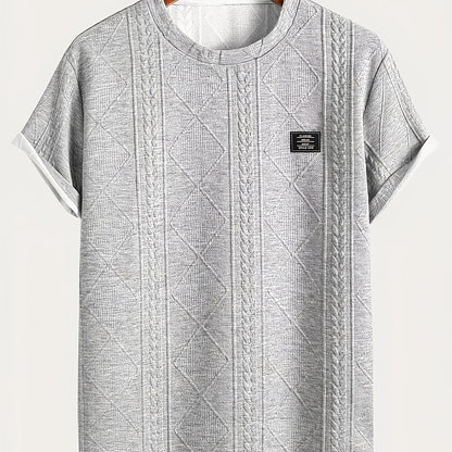 Herr T-shirt med stickad kabelmönster – Modern och avslappnad stil för vardagsbruk