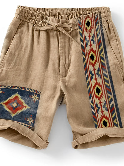 Herrshorts med etnisk och geometrisk design – Trendiga avslappnade shorts för sommar och semester